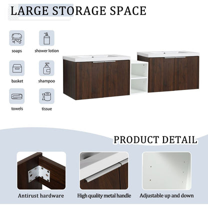 72 Inch Soft Close Doors Bathroom Vanity With Sink, A Small Storage Shelves, 30" and 12" Combination Cabinet,(KD-Packing)