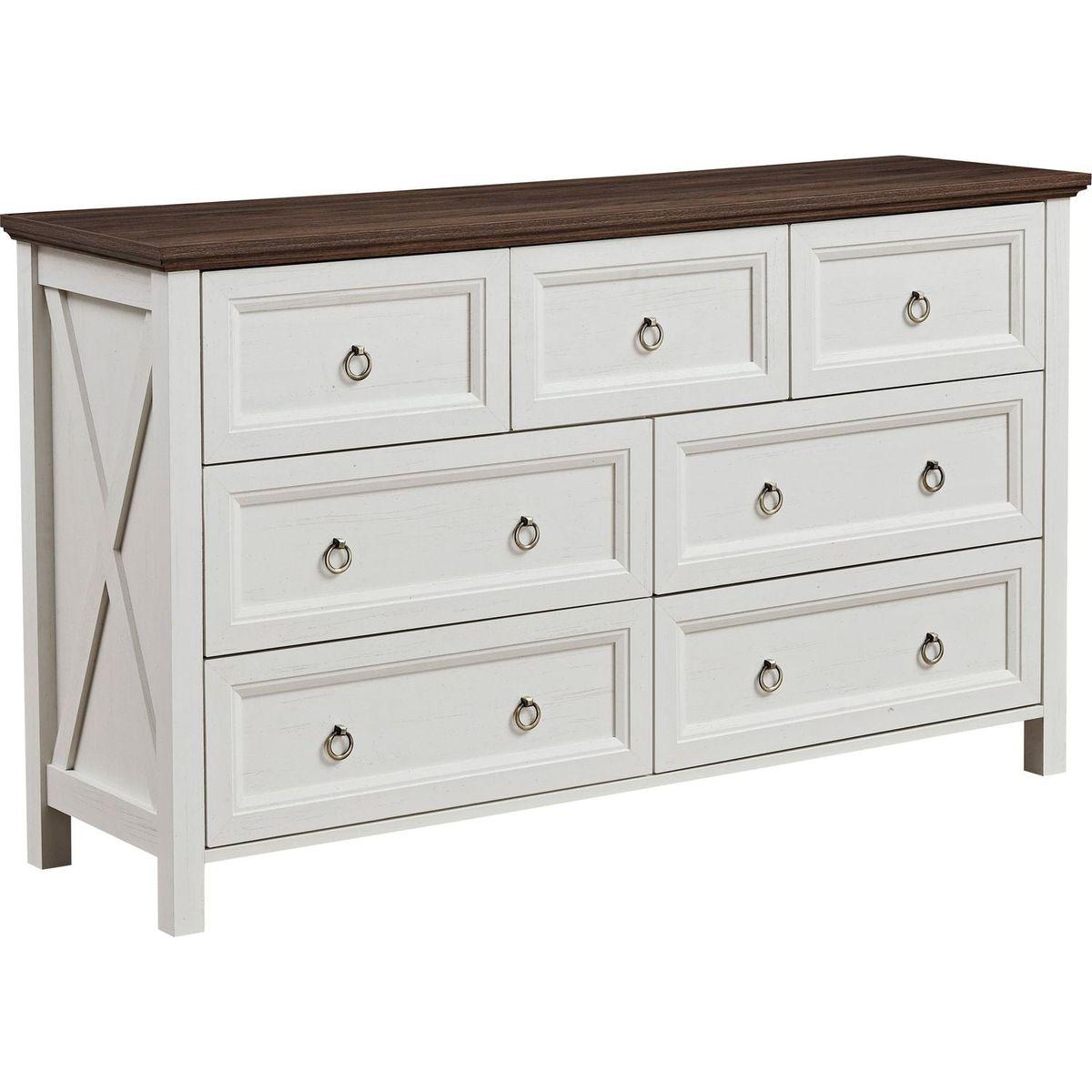 Farmhouse 7 Drawers Dresser for Bedroom, Wood Rustic Dresser Tv Stand, Storage Dressers Organizer for Bedroom, Living Room,Hallway