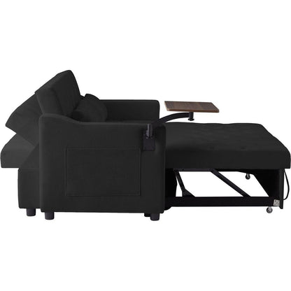 BLACK VELVET SOFA BED
