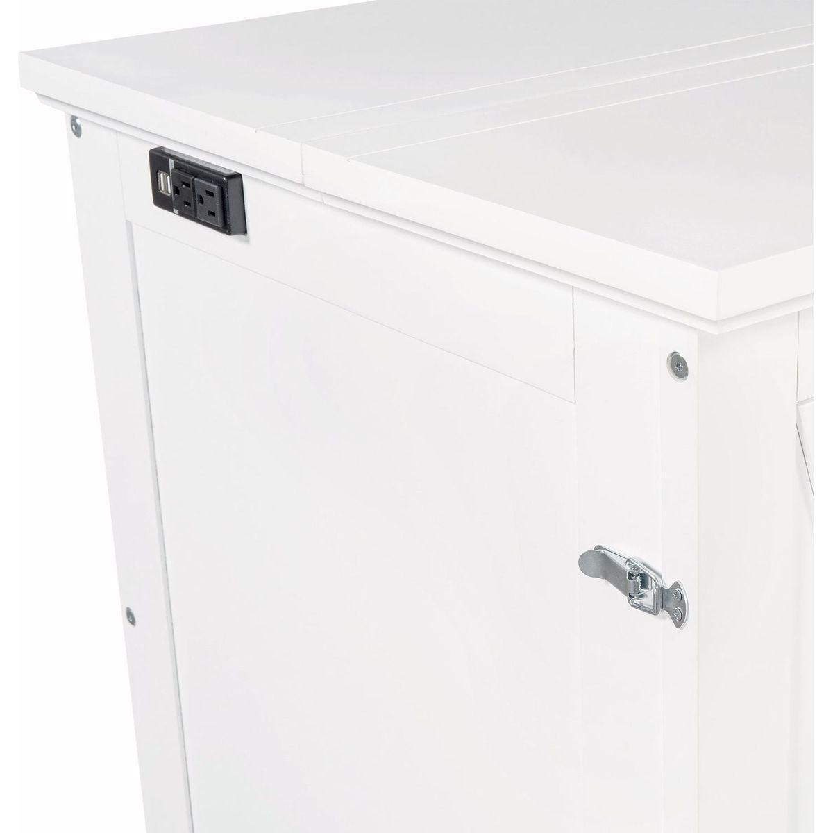Solid Pine Murphy Bed Chest Cube Cabinet Bed with Charging Station and Large Storage Drawer for Home Office or Small Room,Full,White
