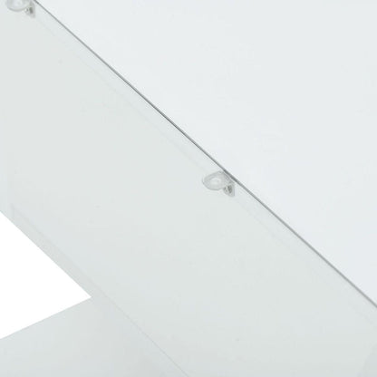 Modern Coffee Table with Tempered Glass, Wooden Cocktail Table with High-gloss UV Surface, Modernist 2-Tier Rectangle Center Table for Living Room, White