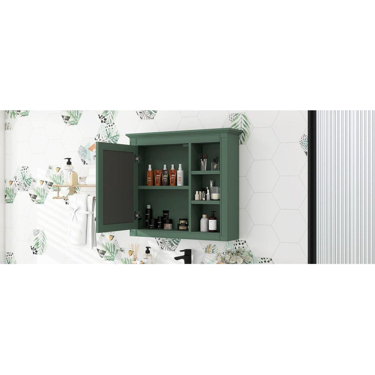 30" x 28" Medicine Cabinet, Wall Mounted Bathroom Storage Cabinet, Modern Bathroom Wall Cabinet with Mirror,Medicine Cabinet, Mirror Cabinet with 3 Open Shelves (Not Include Bathroom Vanity)