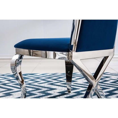 Velvet Unique Design Backrest Dining Chair with Stainless Steel Legs Set of 2