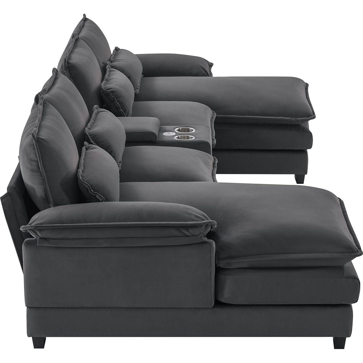 123x55" Modern U-shaped Sofa with Console,Cupholders and USB Ports,6-seat Upholstered Symmetrical Indoor Furniture,Sleeper Couch Set with Chaise for Living Room,Apartment,2 Colors