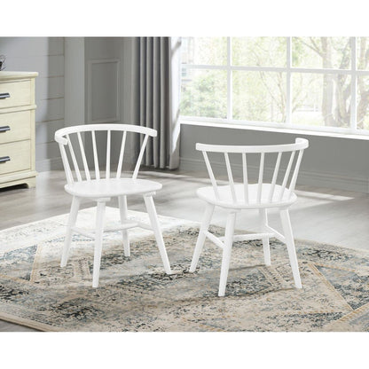 Roundhill Alwynn White and Natural Wood 5-piece Dining Set, Dining Table with 4 Windsor Chairs - Streamdale Furniture