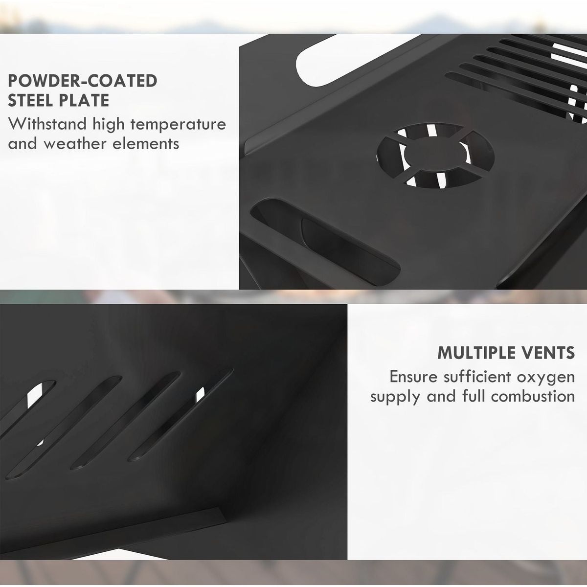 3-In-1 Portable Fire Pit, Stove, Coffee Table, Wood Burning Firepit with Carrying Bag and Quick Assembly for Camping, Bonfire, Picnic, Backyard, Patio, Black