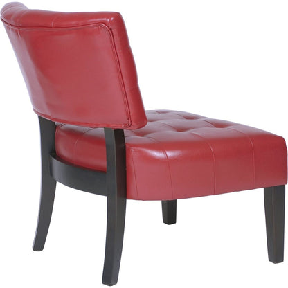 Blended Leather Tufted Accent Chair with Oversized Seating, Red