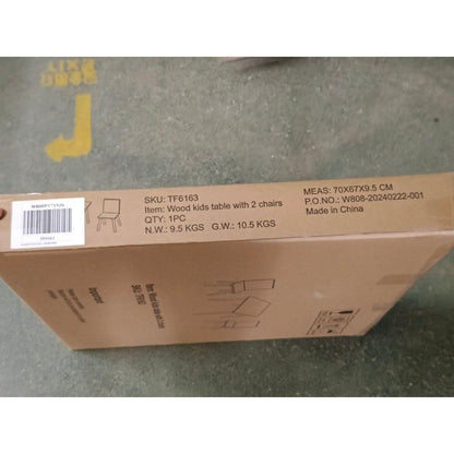 Kids Table and 2 Chairs Set, 3 Pieces Toddler Table and Chair Set, Wooden Activity Play Table Set (White)