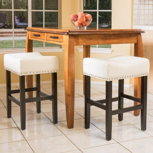 26-inch Backless Ivory Leather Counter Stool (Set of 2)