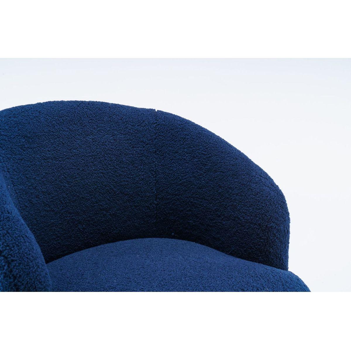 Teddy Fabric Swivel Accent Armchair Barrel Chair With Black Powder Coating Metal Ring,Dark Blue