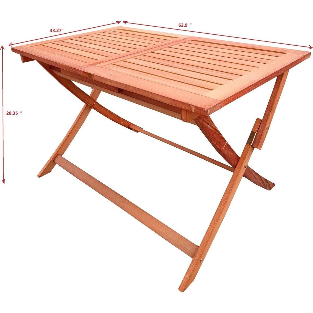Foldable Patio Dining Set, 4 Folding Chairs & 1 Dining Table, Indoor and outdoor universal,Teak