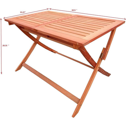 Foldable Patio Dining Set, 4 Folding Chairs & 1 Dining Table, Indoor and outdoor universal,Teak