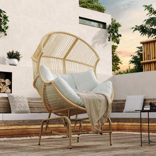 Palos Outdoor Wicker Glider Chair - Light Brown