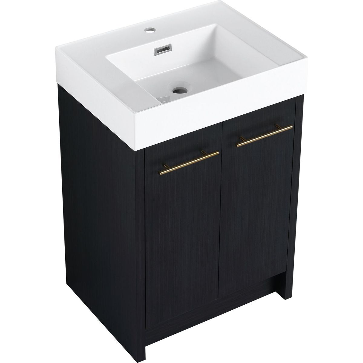 24 Inch Freestanding Bathroom Vanity with Resin Sink, With Soft Closing Door, KD-Package