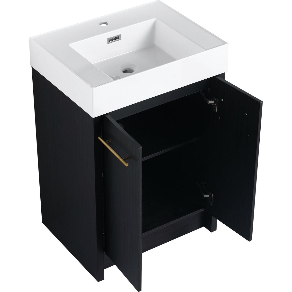 24 Inch Freestanding Bathroom Vanity with Resin Sink, With Soft Closing Door, KD-Package