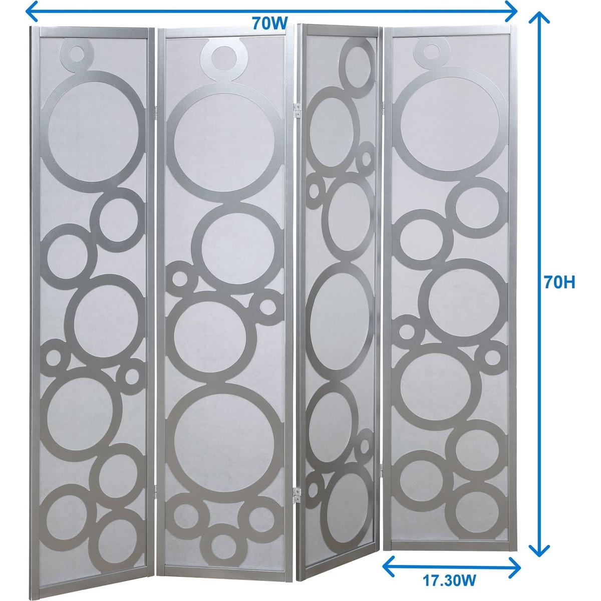 Arvada 4-Panel Wood Room Divider with Circle Pattern, White