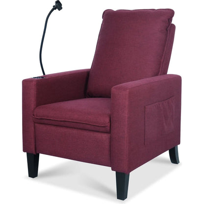Recliner Chairs for Adults, Adjustable Recliner Sofa with Mobile Phone Holder & Cup Holder, Modern Reclining Chairs Fabric Push Back Recliner Chairs for Living Room, Bedroom, RED