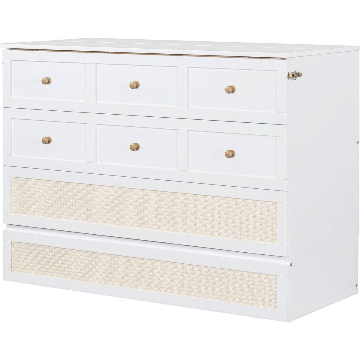 Full Size Murphy Bed with Large Drawers,White