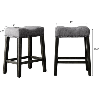 CoCo Upholstered Backless Saddle Seat Counter Stools 24" height Set of 2, Gray