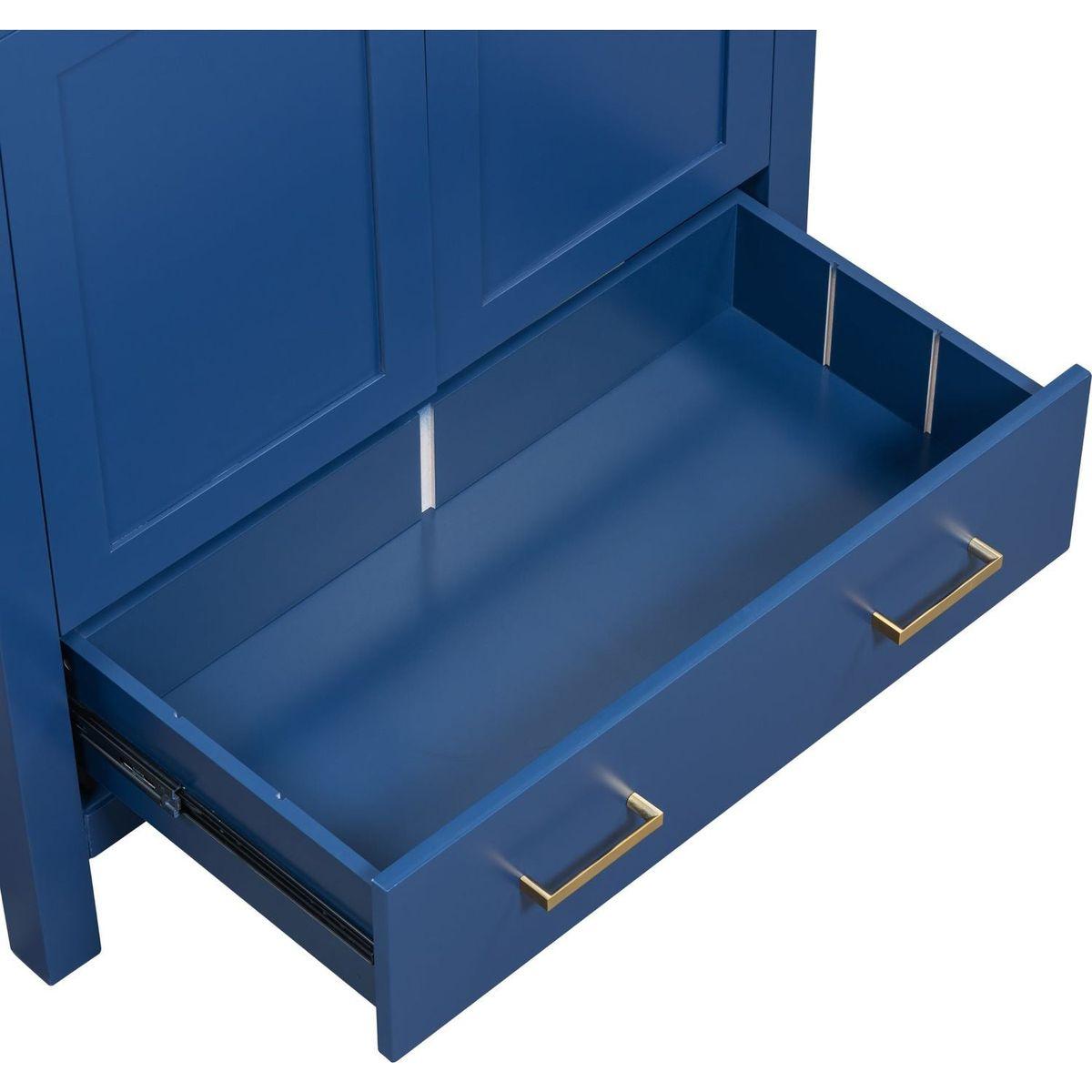 30" Blue Bathroom Vanity with Single Sink, Combo Cabinet Undermount Sink, Bathroom Storage Cabinet with 2 Doors and a Drawer, Soft Closing, Multifunctional Storage, Solid Wood Frame