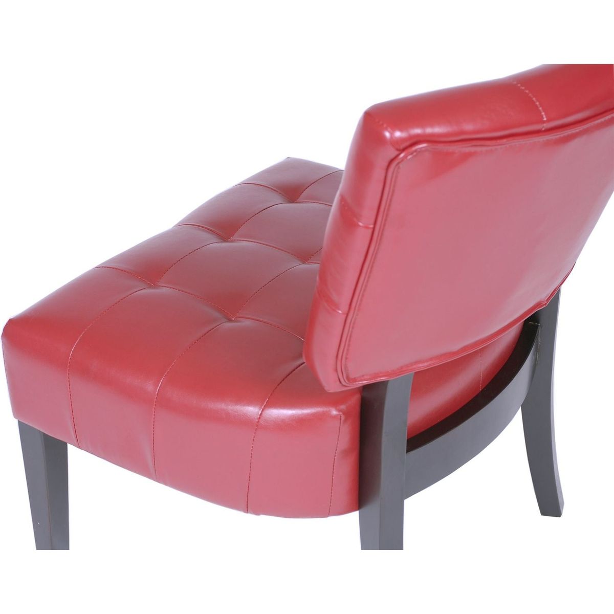 Blended Leather Tufted Accent Chair with Oversized Seating, Red