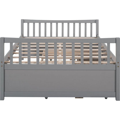 Full size Daybed with Twin size Trundle and Drawers, Full Size, Gray