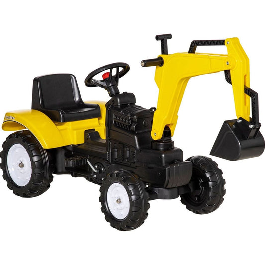 Kids Ride On Excavator, Pedal Digger, Construction Truck with Horn for Kids and Toddlers 3+, Yellow