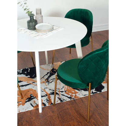 Amoa Contemporary 3-Piece Dining Set, White Round Dining Table with 2 Chairs