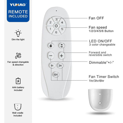 66" Vintage Ceiling Fan Lighting with Brown Blades in Integrated LED