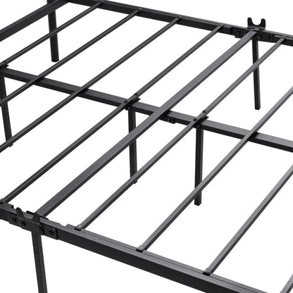 Metal Platform Bed Frame with Headboard No Box Spring Needed Twin BLACK