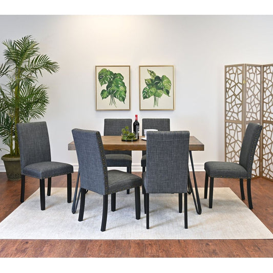 Amisos 7-Piece Dining Set, Hairpin Dining Table with 6 Chairs, 3 Color Options