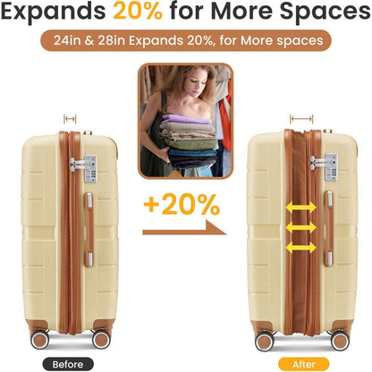 Luggage Sets 4 Piece(14/20/24/28) PP Lightweight & Durable Expandable suitcase