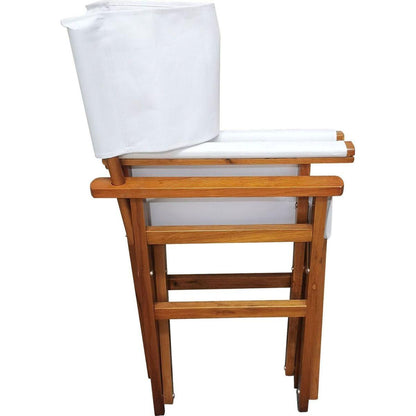 Folding Chair Wooden Director Chair Canvas Folding Chair Folding Chair 2pcs/set populus + Canvas (Color : White)