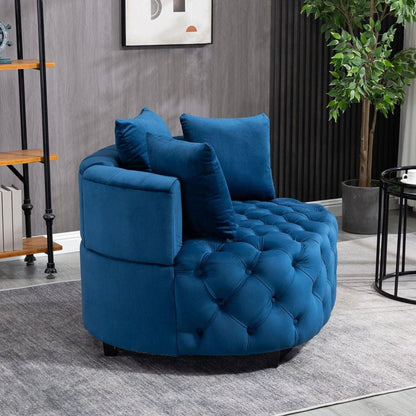 Accent Chair / Classical Barrel Chair for living room / Modern Leisure Sofa Chair (Blue)