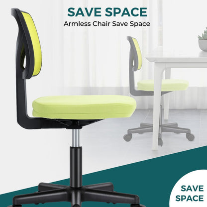 Armless Desk Chair Small Home Office Chair with Lumbar Support