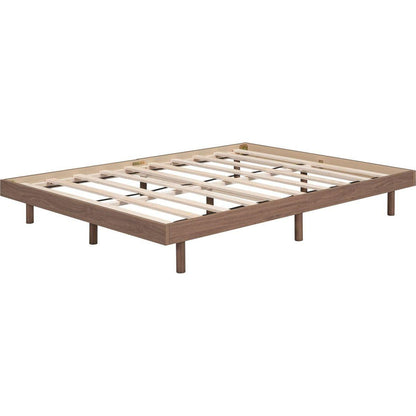 Modern Design Full Floating Platform Bed Frame for Walnut Color