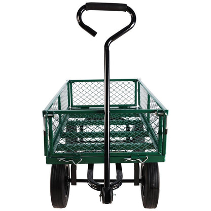 (Green solid wheels wagon cart) Solid wheels Tools cart Wagon Cart Garden cart trucks make it easier to transport firewood
