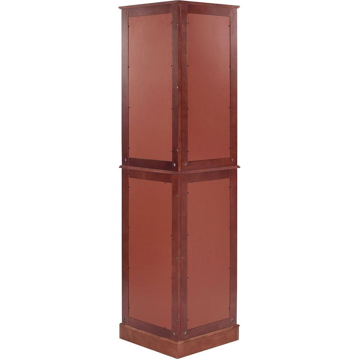 Corner Curio Dispaly Cabinet with Lights, Adjustable Tempered Glass Shelves, Mirrored Back,Cherry