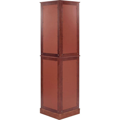 Corner Curio Dispaly Cabinet with Lights, Adjustable Tempered Glass Shelves, Mirrored Back,Cherry