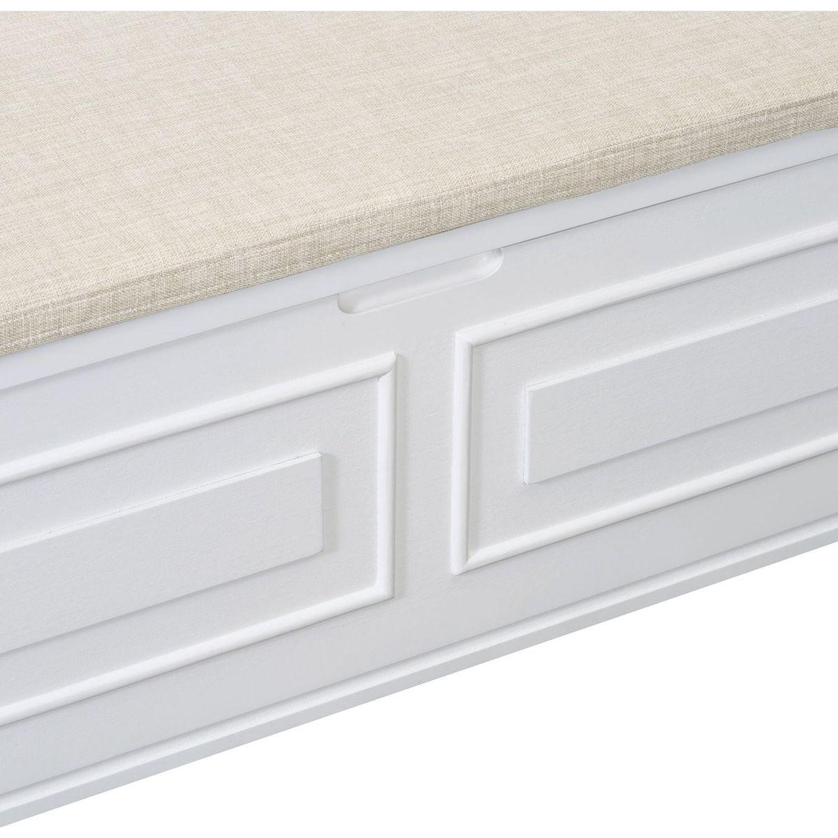 Rustic Style Solid wood Entryway Multifunctional Storage Bench with Safety Hinge (White+ Beige)