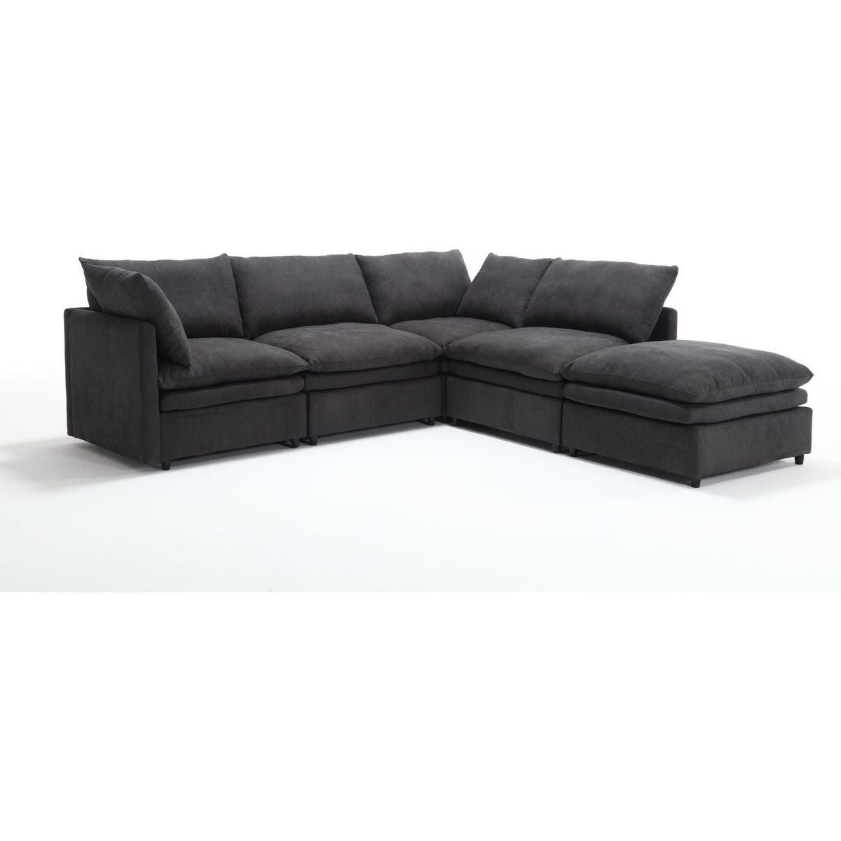 Modern U-shaped Sectional Sofa, 5-seat Upholstered Sofa Furniture,Sleeper Sofa Couch with Chaise Lounge for Living Room,Apartment,Dark Gray,Polyester