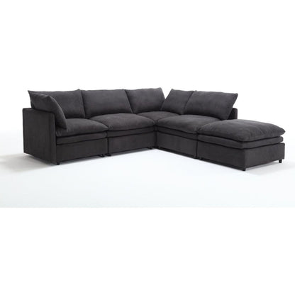 Modern U-shaped Sectional Sofa, 5-seat Upholstered Sofa Furniture,Sleeper Sofa Couch with Chaise Lounge for Living Room,Apartment,Dark Gray,Polyester