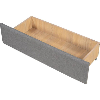 Upholstered daybed with Two Drawers, Wood Slat Support, Gray, Full Size