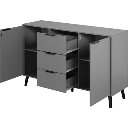 Sideboard Buffet Cabinet with Storage, Wood Coffee Bar Cabinet, 47.2" Kitchen Cabinet with 3 Drawers & 2 Doors, Kitchen Buffet Cabinet Cupboard Gray