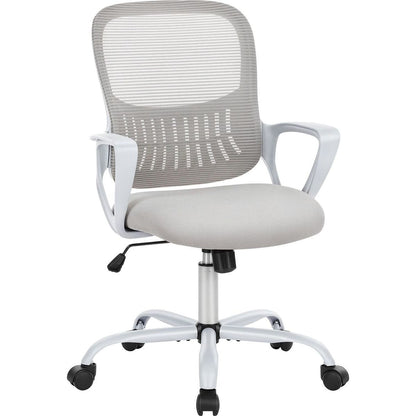 Ergonomic Office Chair Home Desk Mesh Chair with Fixed Armrest Executive Computer Chair with Soft Foam Seat Cushion