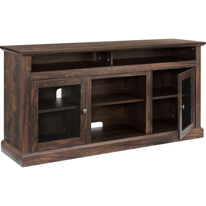 Contemporary TV Media Stand Modern Entertainment Console for TV Up to 65" with Open and Closed Storage Space, Brown, 60"Wx15.75"Dx29"H