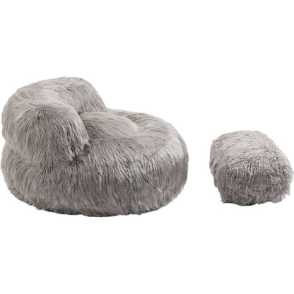 Bean Bag Chair Faux fur Lazy Sofa /Footstool Durable Comfort Lounger High Back Bean Bag Chair Couch for Adults and Kids, Indoor