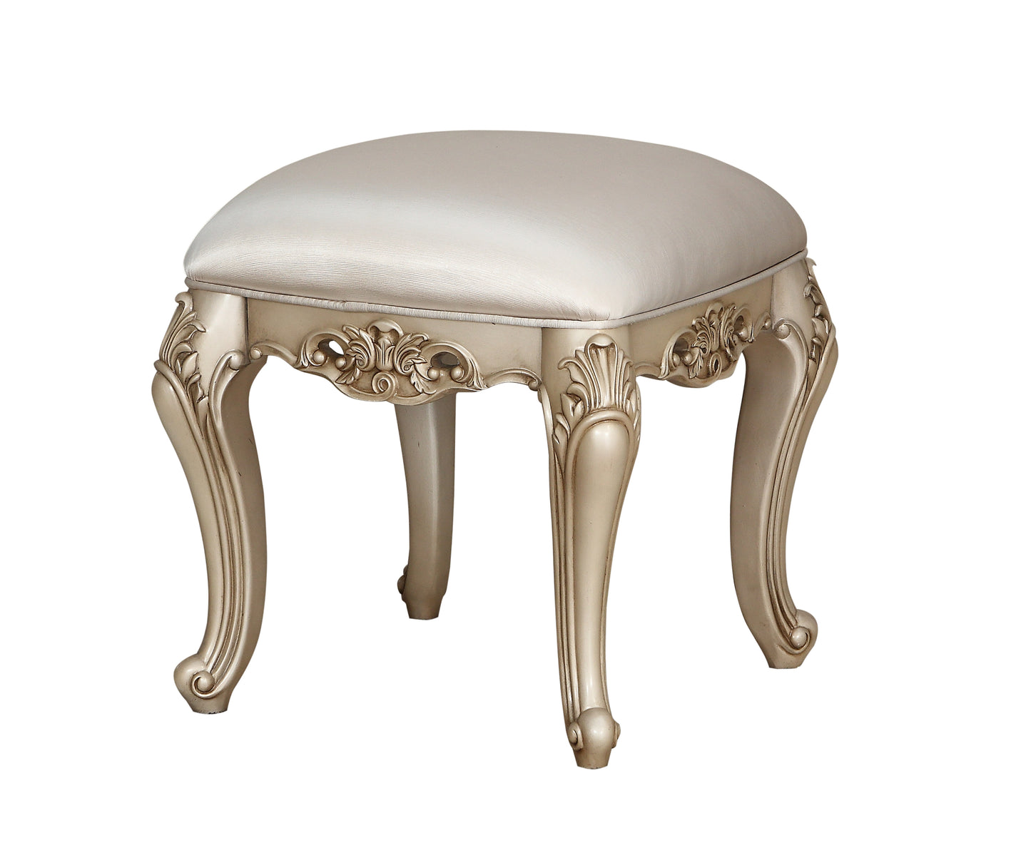 Gorsedd Vanity Stool, Fabric & Antique White