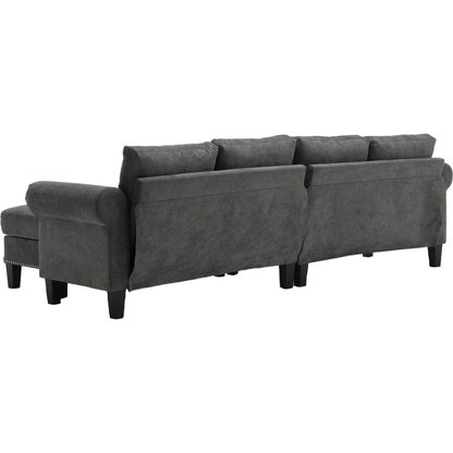 Convertible Sectional Sofa with Storage,L-shaped sofa,Four-seater sofa,Modern Linen Fabric Sectional Couches for Living Room,Gray