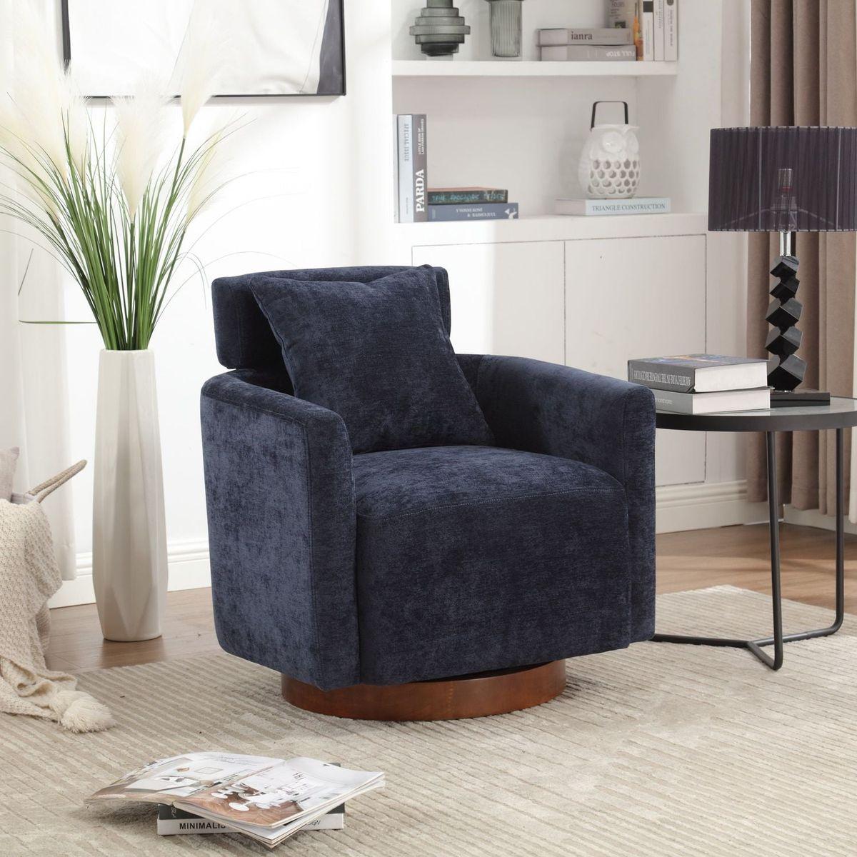 360 degree rotation design, multi-gear adjustment backrest, soft and comfortable chenille fabric, ergonomic design of the living room chair